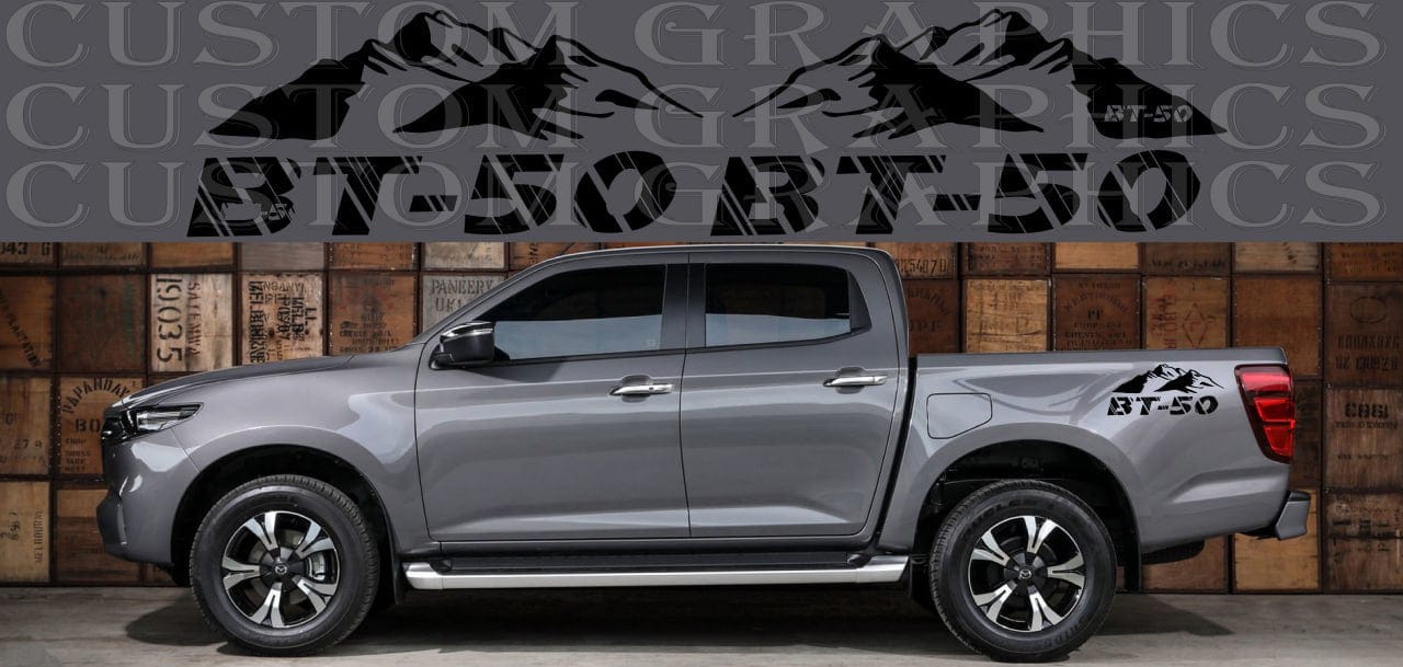 Stickers Compatible with Mazda BT-50 Vinyl Mountain Rear Design