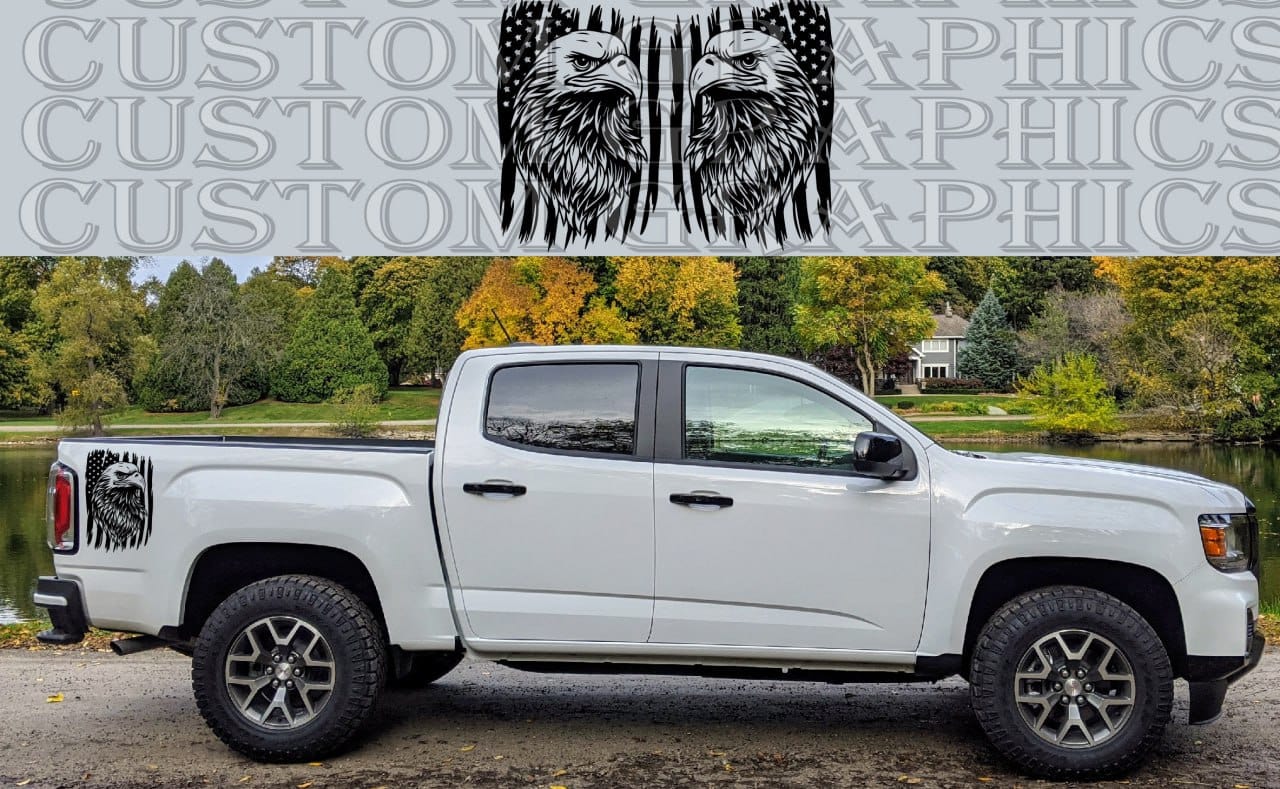 Premium Vinyl Sticker Compatible With GMC Canyon Eagle Line Design