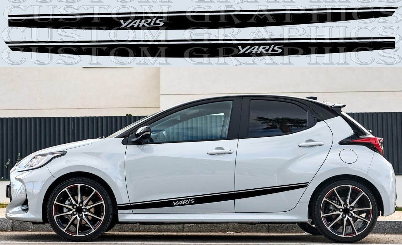 Premium quality sticker with a unique design, compatible with Yaris 2 doors. Perfect for enhancing the appearance of your vehicle with a new, stylish decal. Toyota Yaris New Graphics Best Frien Gifts