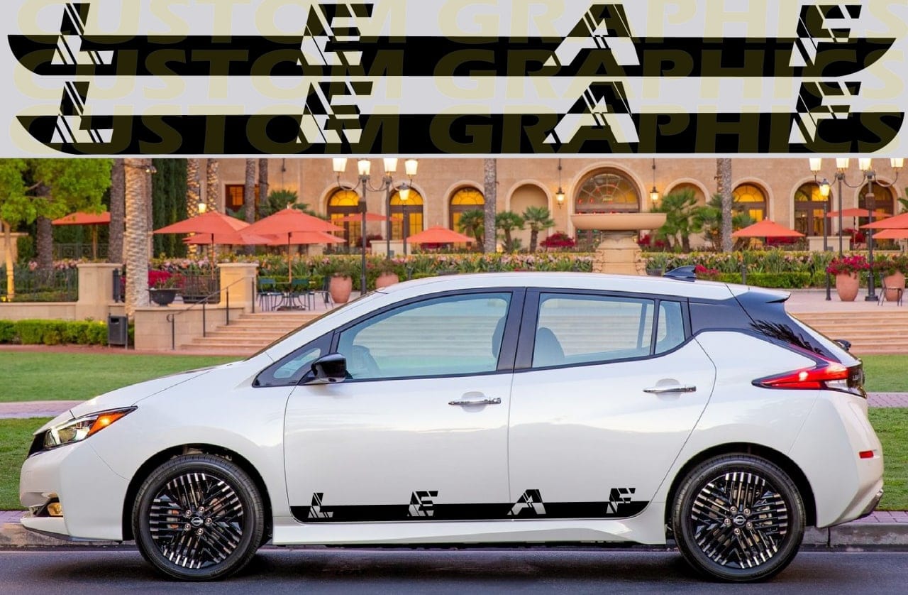 2x Autocollants en vinyle Bandes latérales de course pour Nissan Leaf Meilleur design