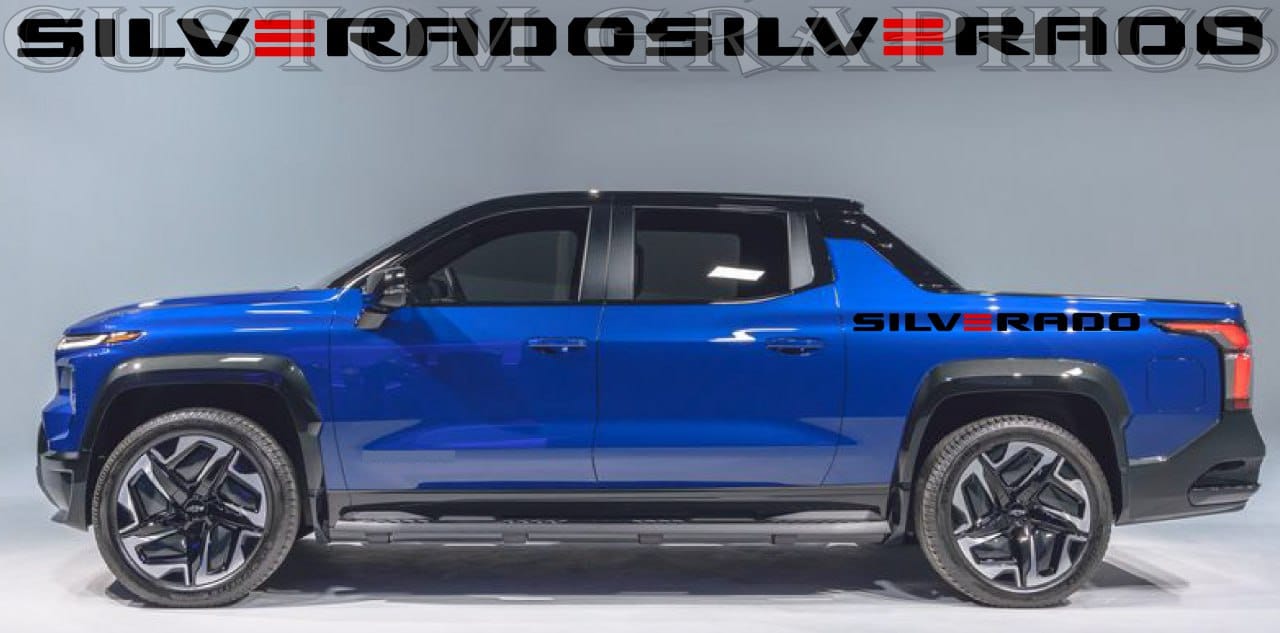 Autocollant en vinyle compatible avec Chevrolet Silverado EV-RST Nouveau design classique