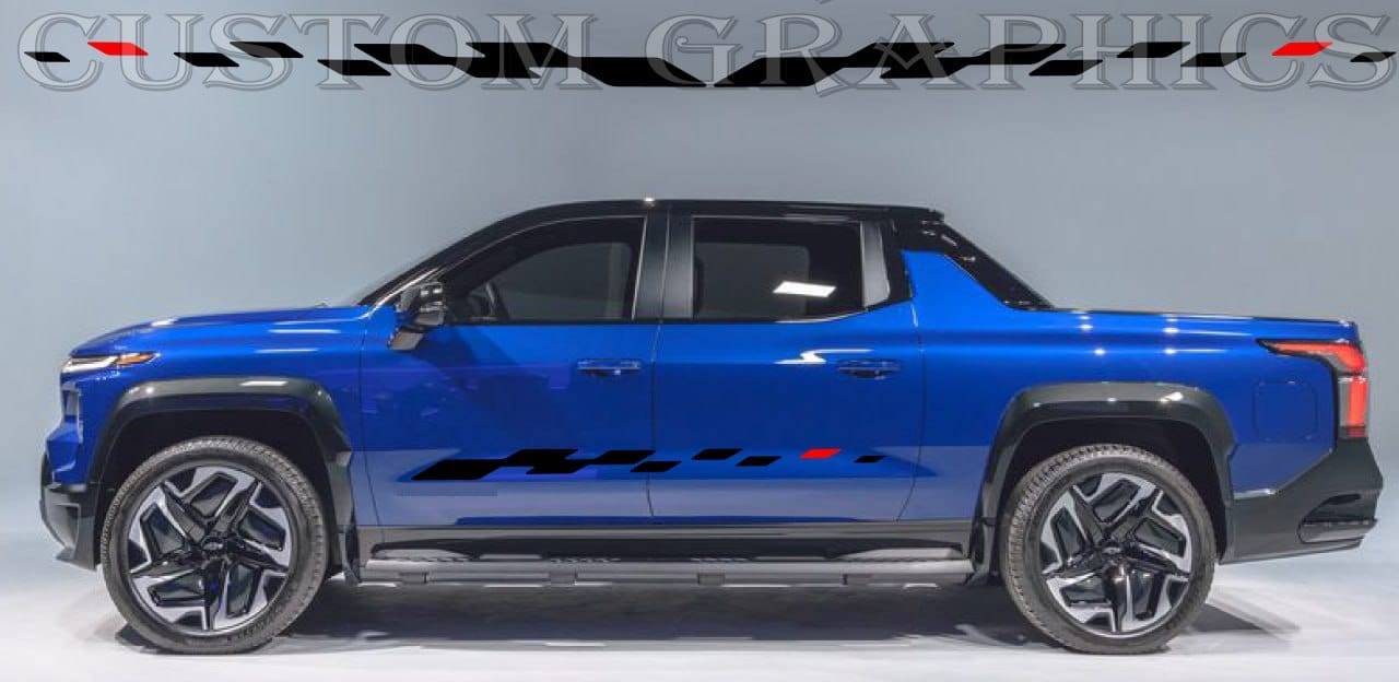Autocollant en vinyle compatible avec la conception de la figurine Chevrolet Silverado EV RST