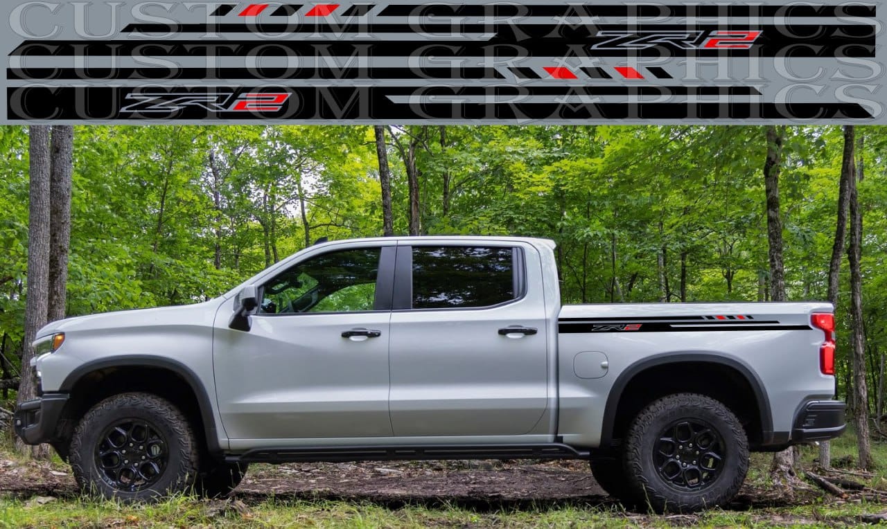 Autocollant en vinyle compatible avec Chevrolet Silverado ZR2 Bison Nouvelle ligne unique
