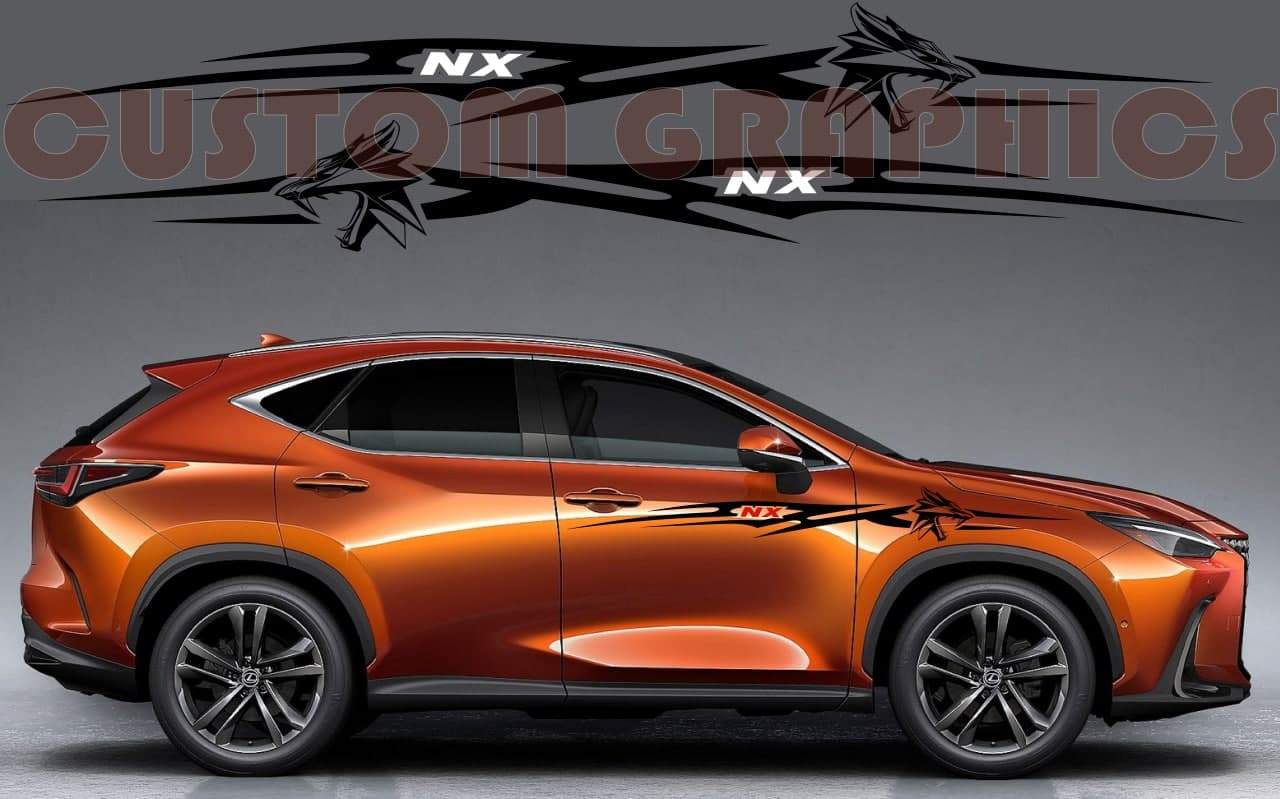 Vinyl Graphics 2 Colors Wolf Tribal Line Design Stickers Compatible with Lexus NX