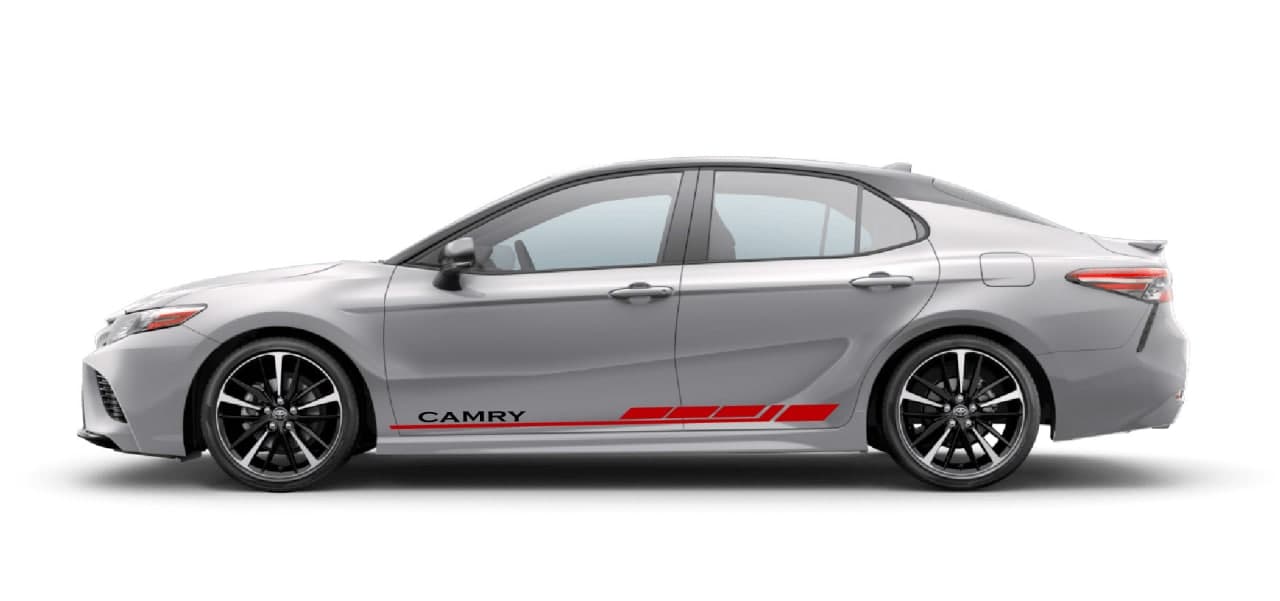 Vinyl Graphics 2x Decal Sticker Vinyl Side Racing Stripes Compatible with Toyota Camry Block Graphic