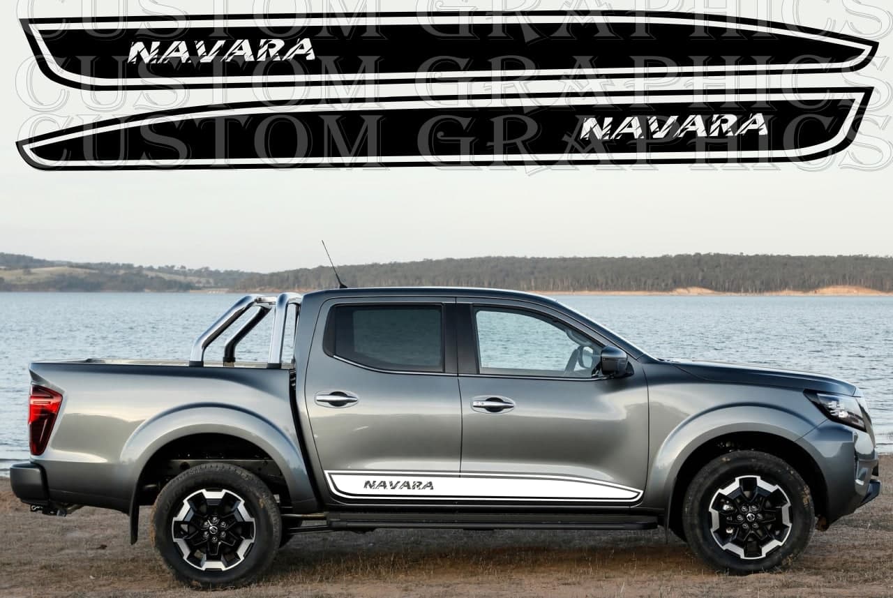 Vinyl Graphics 2x Sticker Classic Design Vinyl Stripes Compatible With Nissan Navara 2002-2022