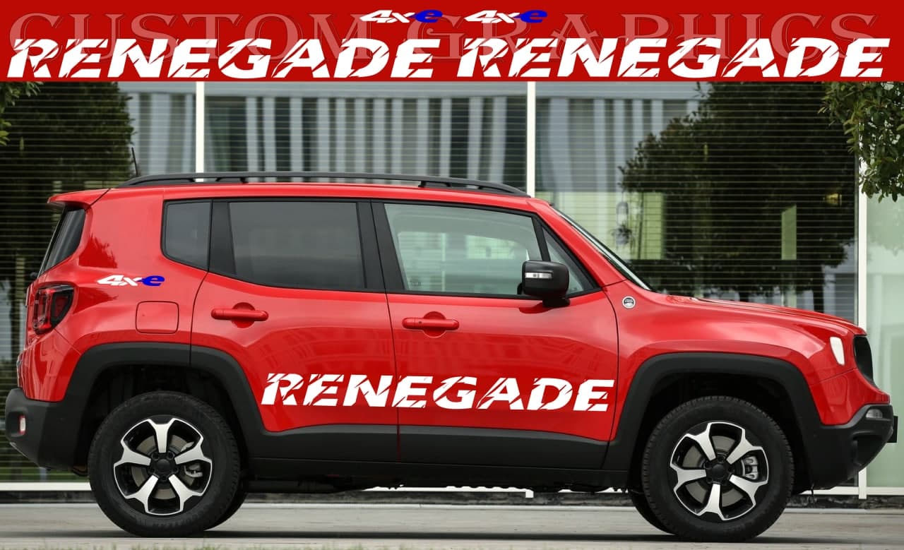 Vinyl Graphics 4X Pattern Sticker 4XE Rear Design Vinyl Side Racing Stripes Compatible with Jeep Renegade