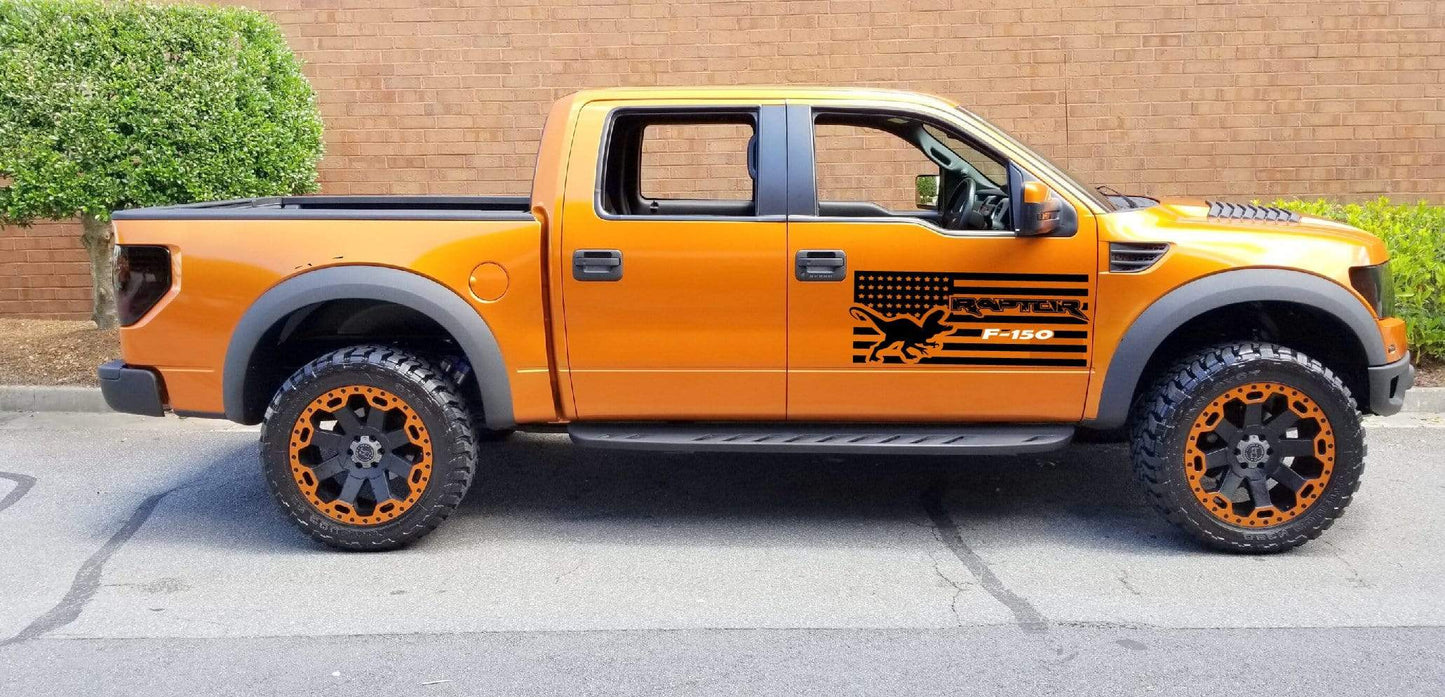 Amarecian Flag Racing Stripes Decals Vinyl Graphics For Ford F-150