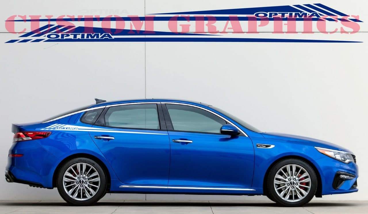Vinyl Graphics New Line Design Decal Sticker Vinyl Side Racing Stripes Compatible with Kia Optima