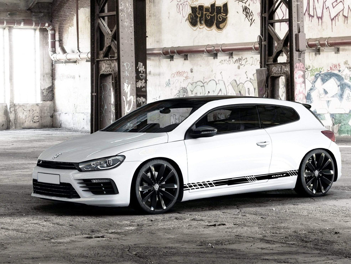 Set of Racing Side Stripes Decal Sticker Graphic Compatible with VW Golf
