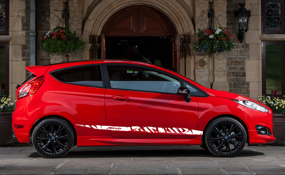 Sporty vinyl decals for Ford Fiesta. Easy DIY application, UV-resistant finish, and worldwide delivery.