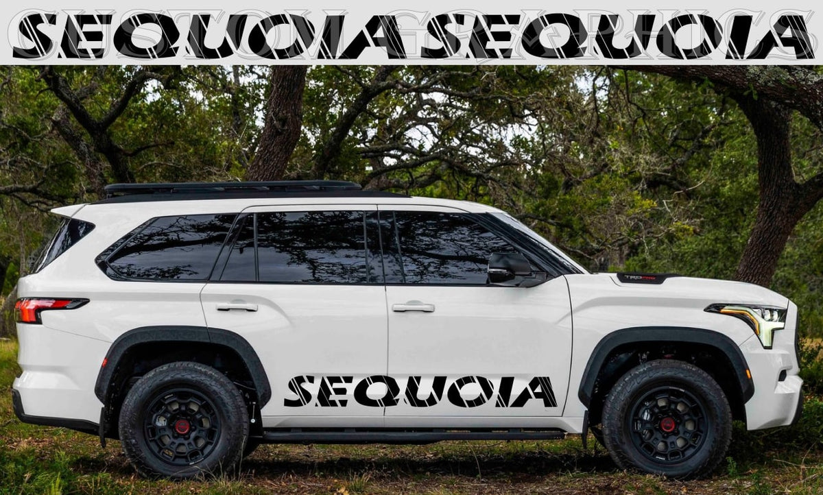 Toyota Sequoia Collection  Give your Toyota Sequoia a commanding presence with bold vinyl decals. Precision-cut for a perfect fit, resistant to UV rays and weather. Pre-transferred for smooth application