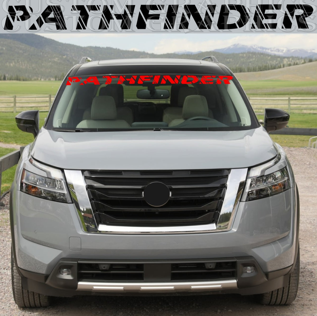 Nissan Pathfinder with custom vinyl decals and racing graphics by Brothers Graphics