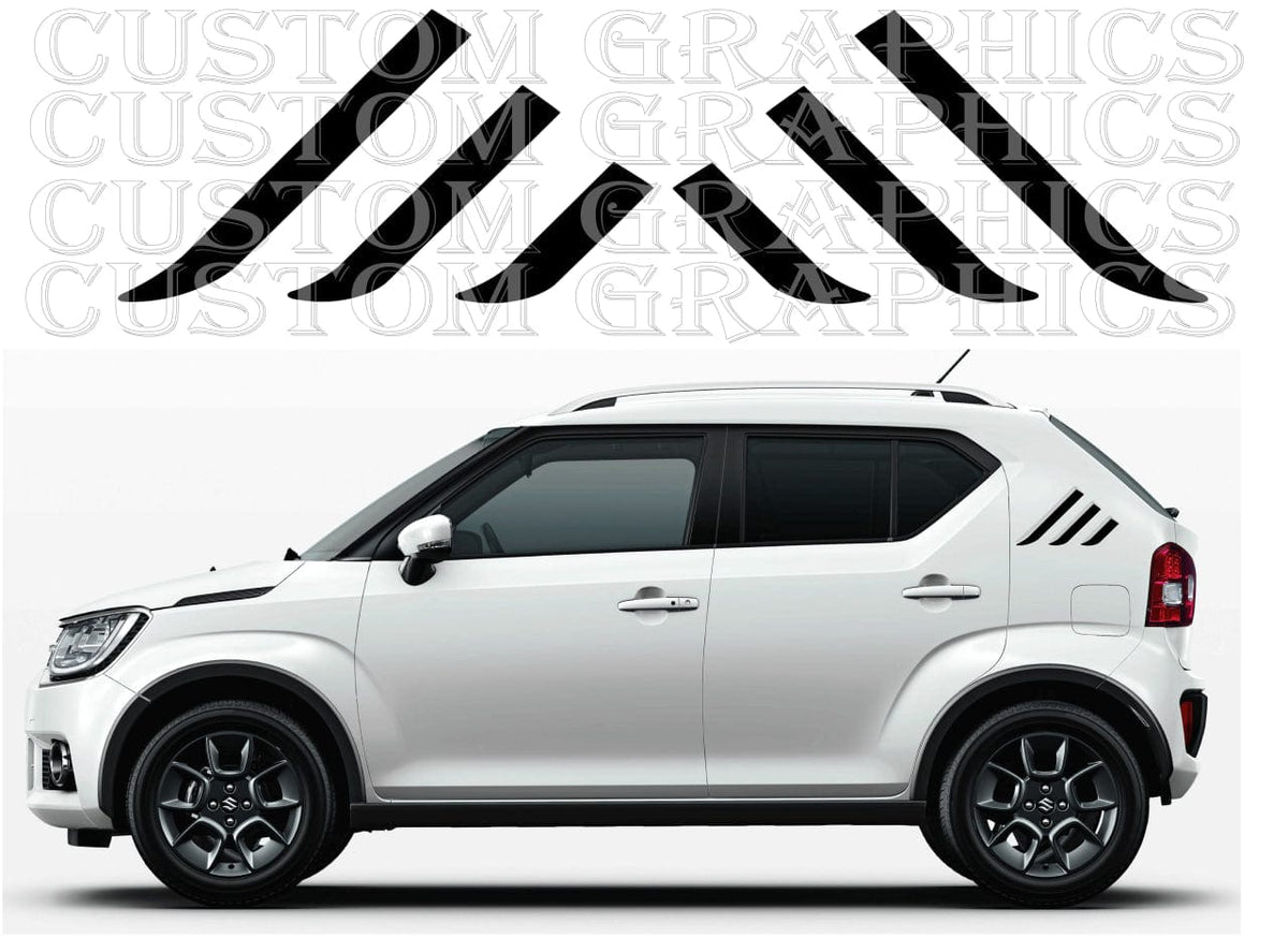 Suzuki Ignis with vinyl racing stripe decals, side stripe graphic design preview