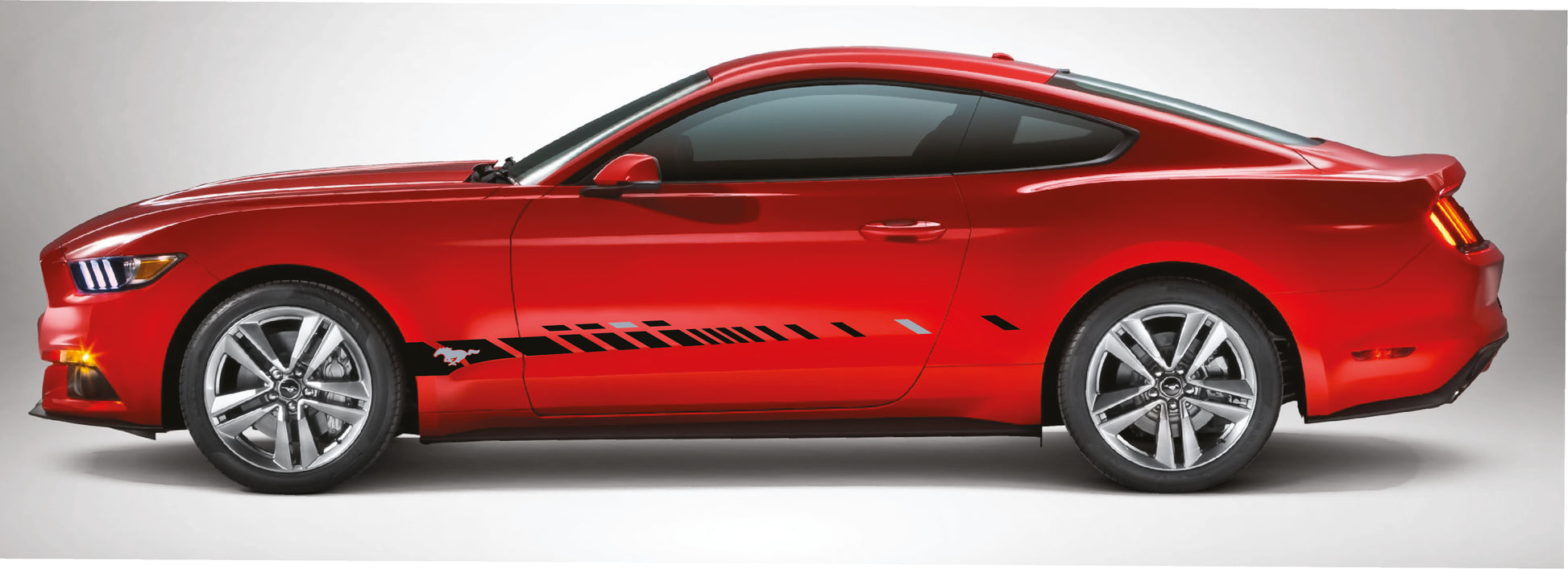 Red car on a gray background Sticker Compatible With Ford Mustang Finish Design Racing Line (Copy)