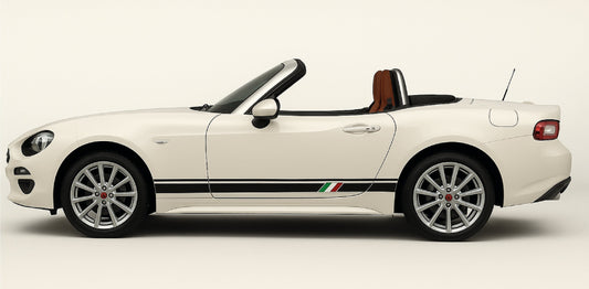 White convertible car with Italian flag design on a white background