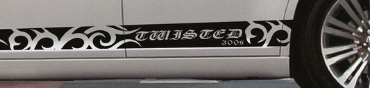Car side with 'Twisted' decal on a vehicle