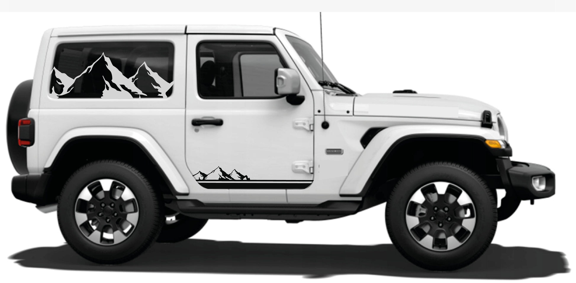 Premium Vinyl Stickers Compatible with Jeep Wrangler J2 Mountain Design Exclusive car decals