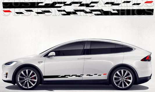Autocollant compatible avec Tesla X New Design Car Lovers Block style