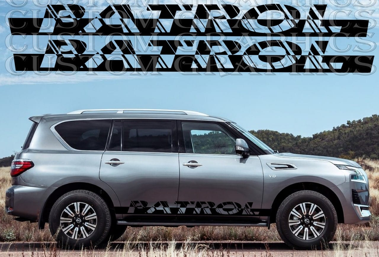Bandes graphiques en vinyle avec nom unique compatibles avec Nissan Patrol