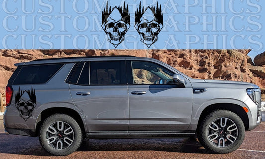 Premium Sticker Compatible With GMC Yukon Denali Rear Skull Design