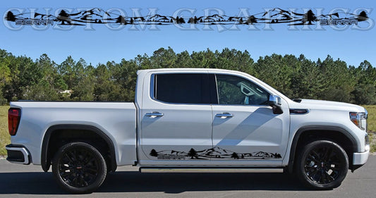 Premium Vinyl Sticker Compatible With GMC Sierra Mountain Line Design
