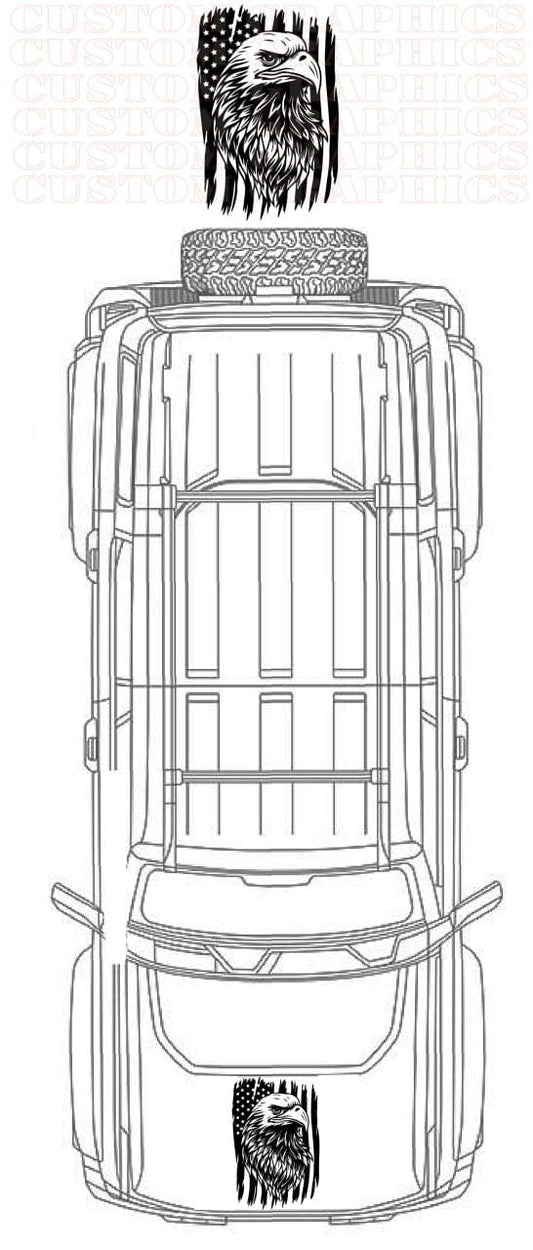 Hood Premium Vinyl Compatible With Ford Bronco 5 doors 2020-2024 USA Eagle Design