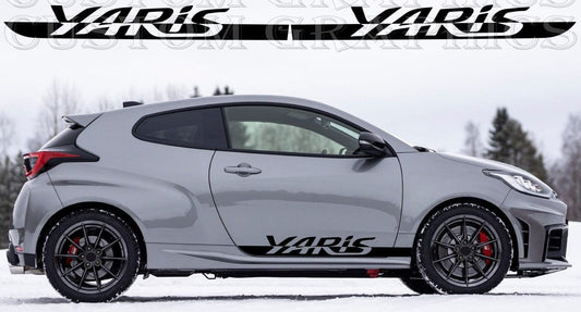 Premium Vinyl Sticker Compatible With Toyota Yaris Name Line Design 2 doors
