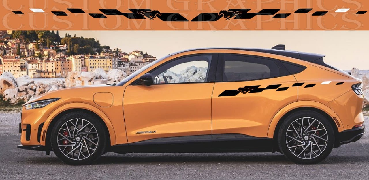 Car Side Vinyl Stripe Compatible with Ford Mustang Mach E GT 2021 Style Tuning BBF