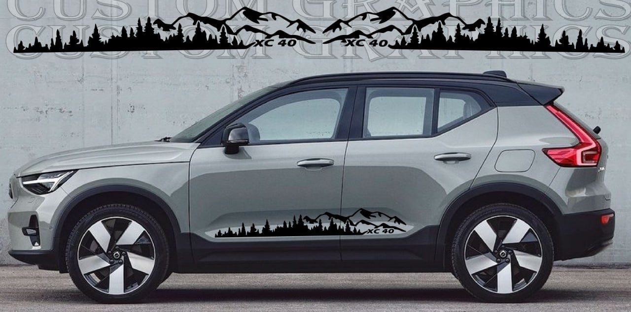 Premium Vinyl Sticker Racing Stripes Compatible With Volvo XC40 Mountain Design
