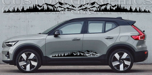 Premium Vinyl Sticker Racing Stripes Compatible With Volvo XC40 Mountain Design