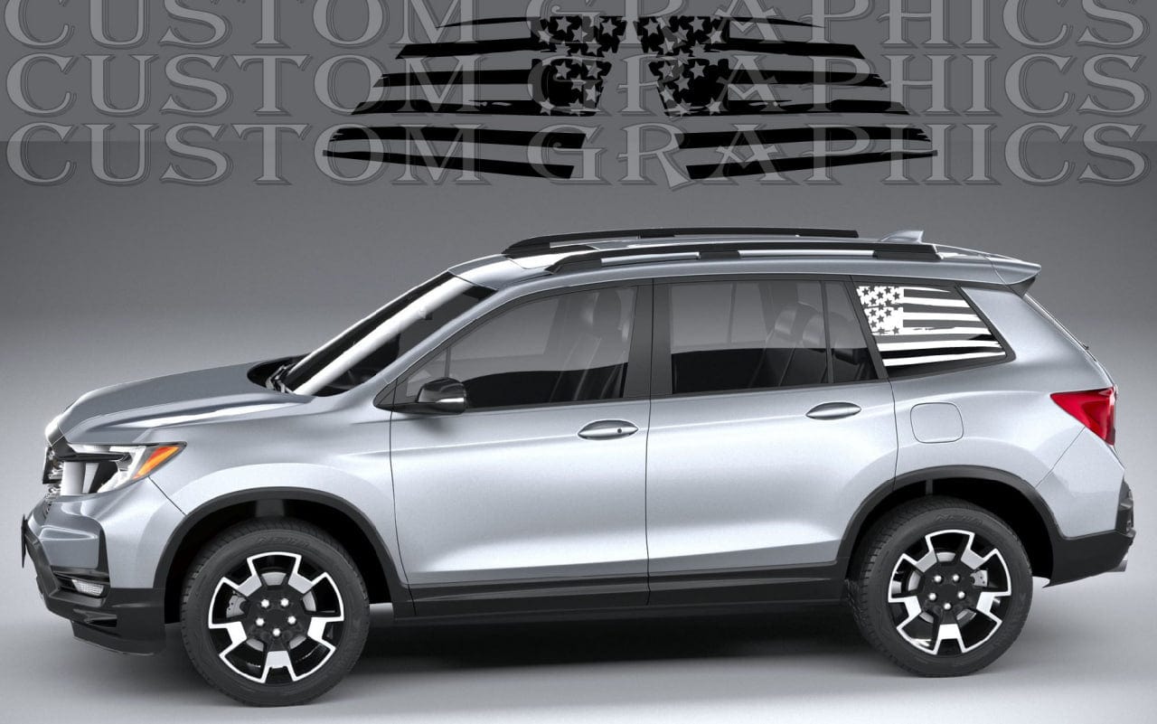 Premium Stickers Compatible With Honda Passport  Window USA Flag Design