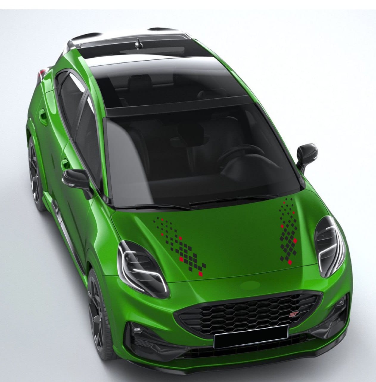 Side view of Ford Puma with black stripe decals