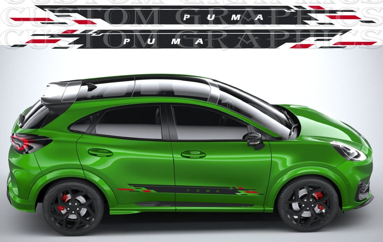 Bold racing stripe across Ford Puma front

