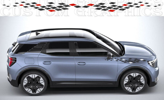 Matte black side stripe vinyl decal on Ford Explorer SUV

