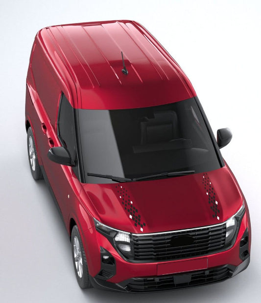 Ford Transit Courier with black vinyl stripes on doors