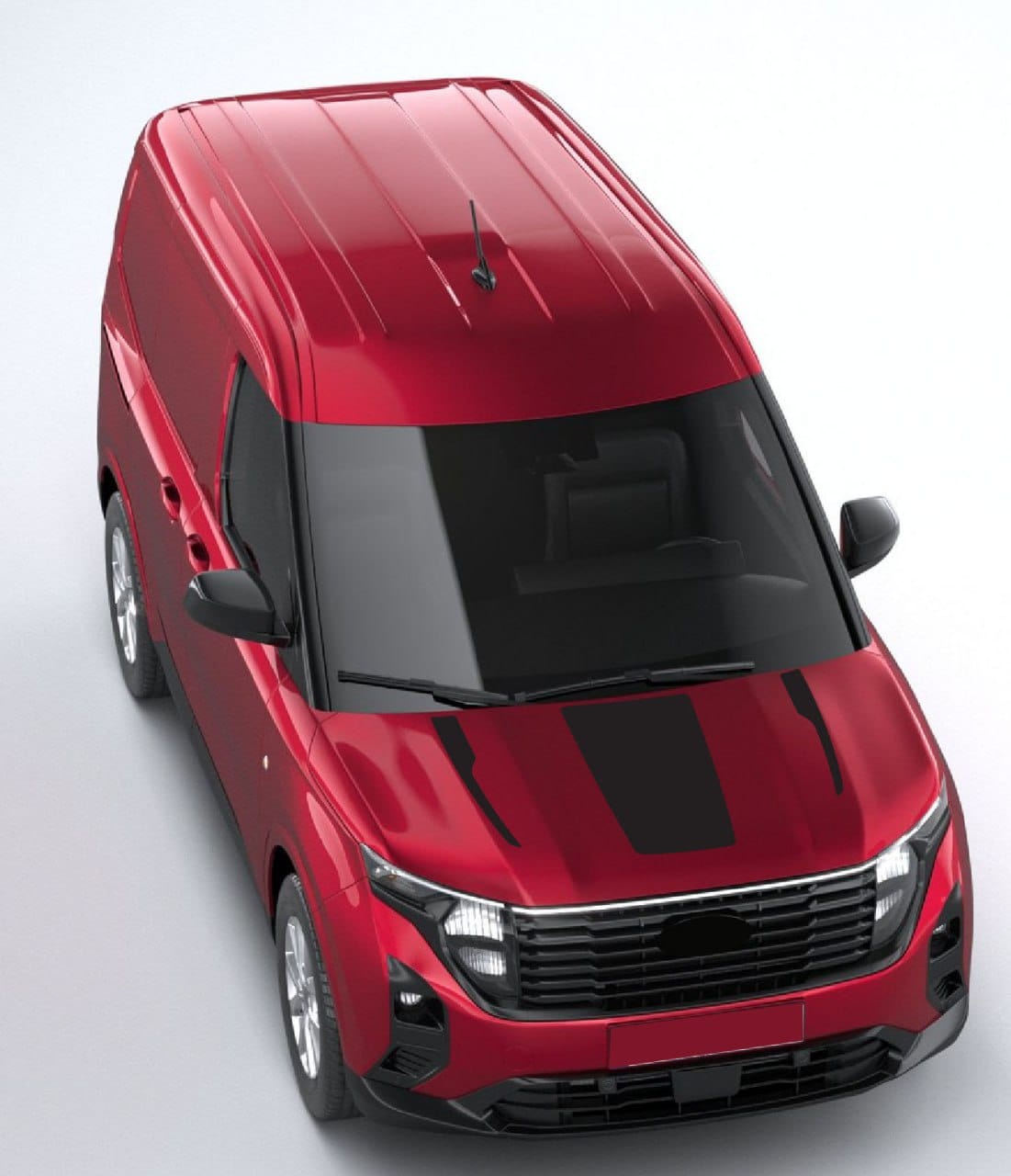 Hood Vinyl tuning decals installed on Courier van