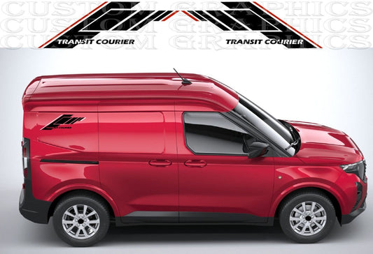 Transit Courier with racing graphics applied to hood