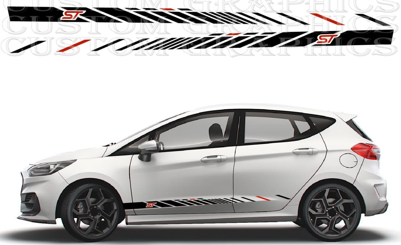 Ford Fiesta upgraded with custom side stripe kit

