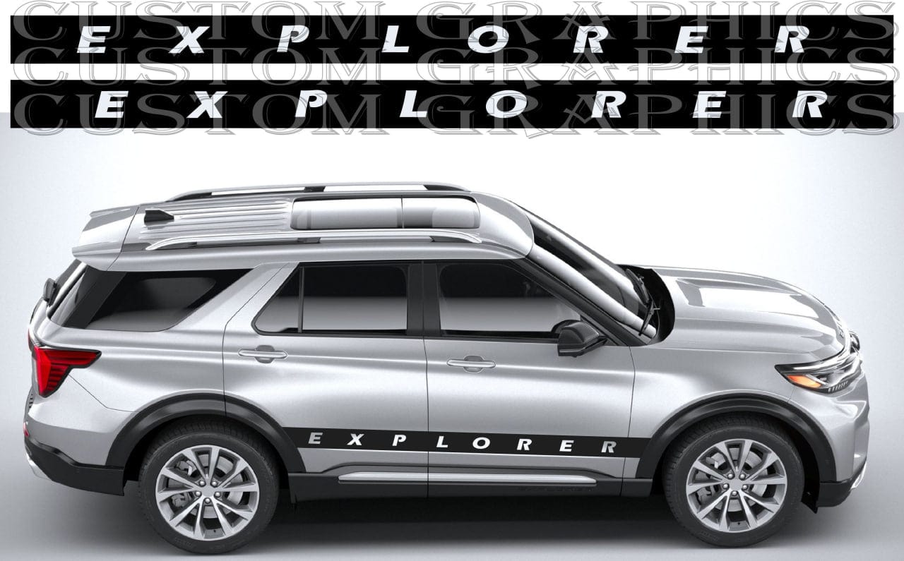 Personalized name decal on rear window of Ford Explorer

