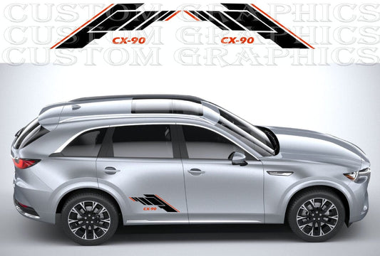 Silver SUV with custom graphics on a gray background