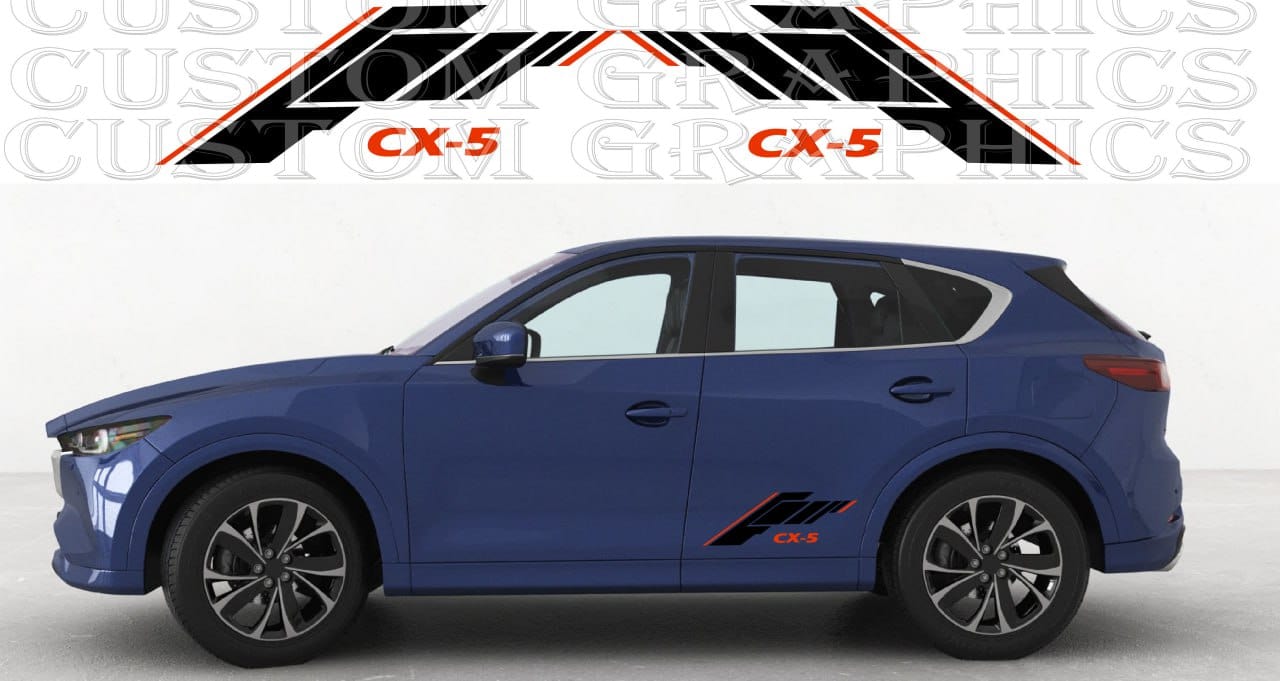 Sporty exterior styling with vinyl stripes on car