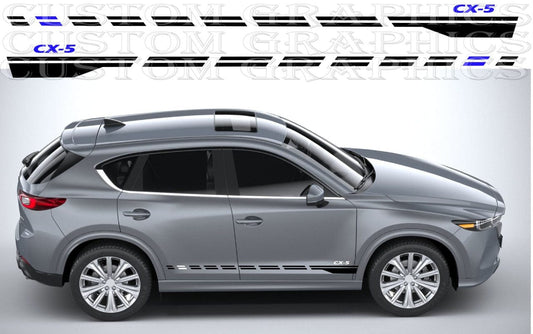 Silver SUV with custom vinyl graphics on a gray background