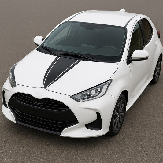 White car with black accents on a gray background