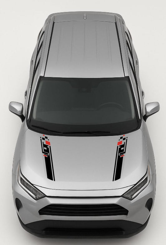 Top-down view of a silver car with black accents on a white background