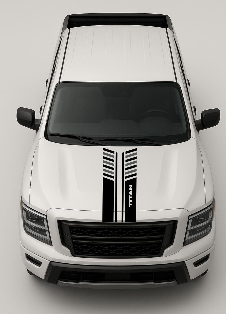 Sport Hood Stripe Vinyl Decal Compatible with Nissan Titan – Sleek Line Style
