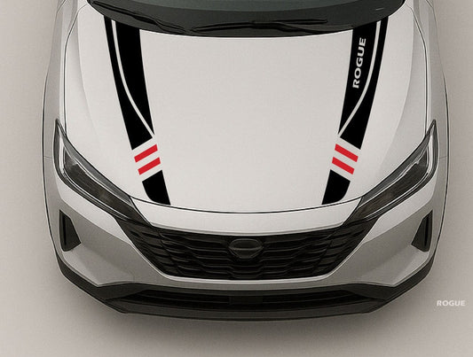 Car hood with decal design on a gray background