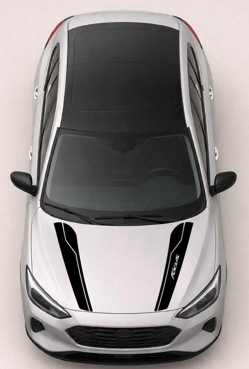 Top-down view of a silver car with black accents on a white background