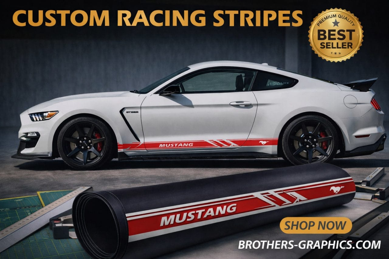 Premium Vinyl Racing Stripes for Ford Mustang New Design