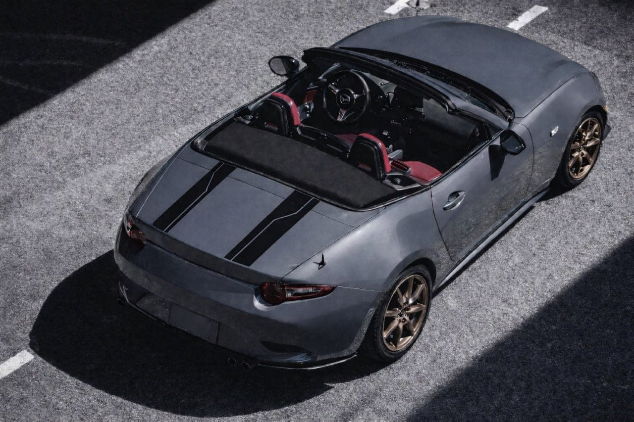 Gray convertible car on a Premium Vinyl Stickers Compatible With Mazda MX-5 New car trunk decal